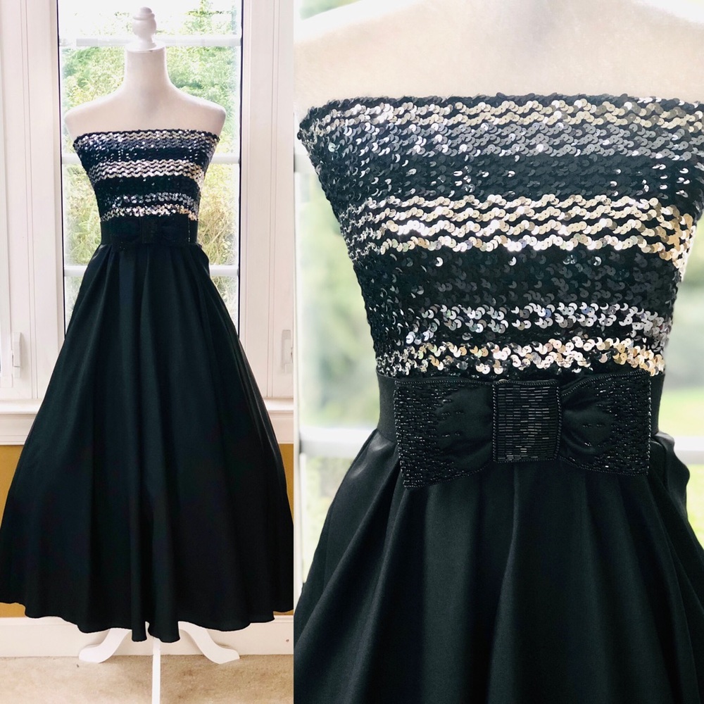 Stunning Strapless Sequined Special Occasion Dress - image 5